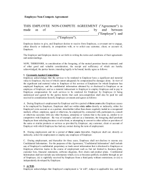 Employee Non Compete Agreement Form Free Template
