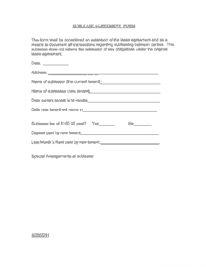 Generic Sublease Agreement Form Free Template