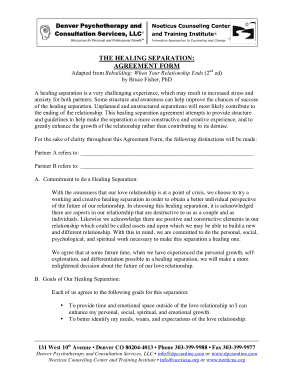 Healing Separation Agreement Form Template