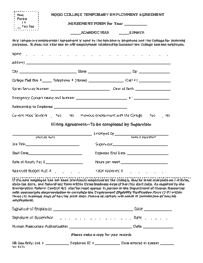 Temporary Employment Agreement Form Free Template