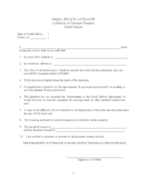 Free Download PDF Books, South Dakota Small Estate Affidavit Form Template