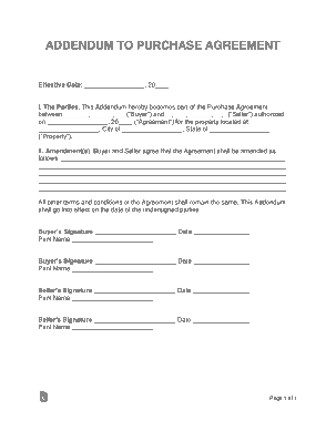 Free Download PDF Books, Purchase Agreement Addendum Form Template