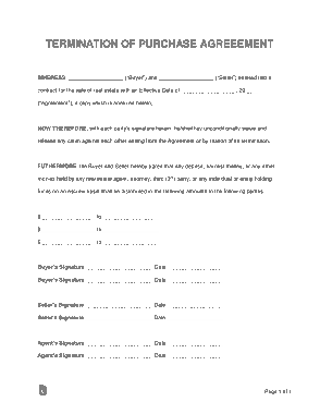 Purchase Agreement Termination Letter Form Template