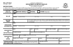 Connecticut Vehicle Vessel Bill of Sale Form H31 Form Template