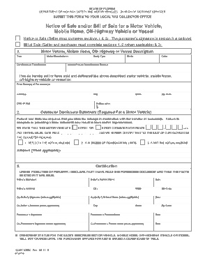Florida Vehicle Boat Bill Of Sale 82050 Form Template