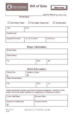 Michigan Motor Vehicle Bill of Sale Form Tr 207 Form Template