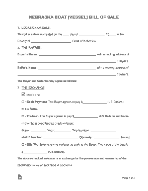 Free Download PDF Books, Nebraska Boat Bill of Sale Form Template