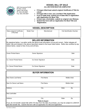 Free Download PDF Books, Oregon Boat Bill of Sale Form Template