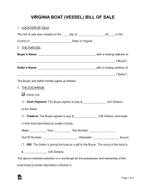 Free Download PDF Books, Virginia Boat Bill of Sale Form Template