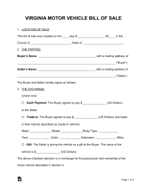 Free Download PDF Books, Virginia Motor Vehicle Bill of Sale Form Template