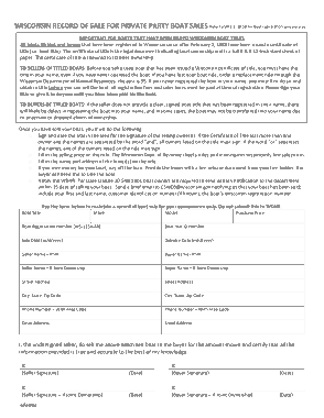 Wisconsin Boat Bill of Sale Form Template