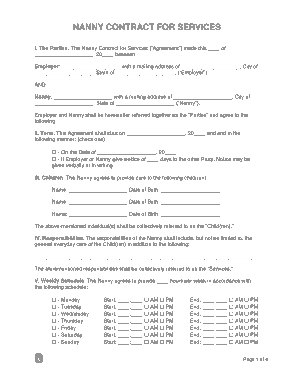 Nanny Contract Form Template
