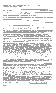 North Carolina Sublease Contract Form Template