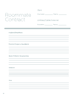 Free Download PDF Books, South Carolina Roommate Contract Form Template