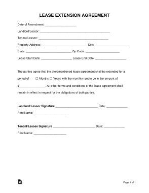 Lease Extension Agreement Form Free Template