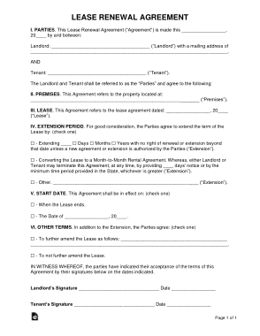 Lease Renewal Agreement Form Template
