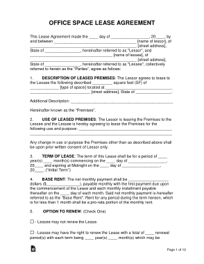 Office Space Lease Agreement Form Template