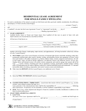 Tennessee Association Of Realtors Lease Agreement Form Template