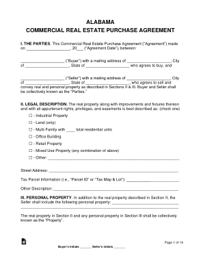 Alabama Commercial Real Estate Purchase Agreement Form Template