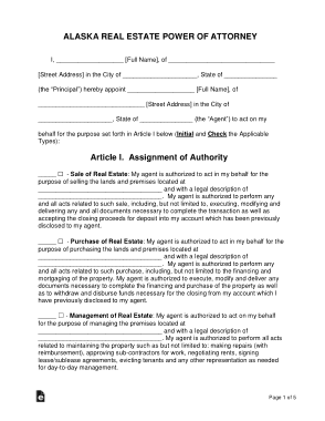 Alaska Real Estate Power Of Attorney Form Template