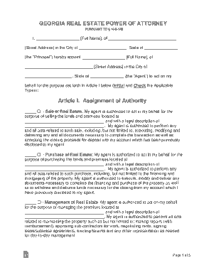 Georgia Real Estate Power Of Attorney Form Template