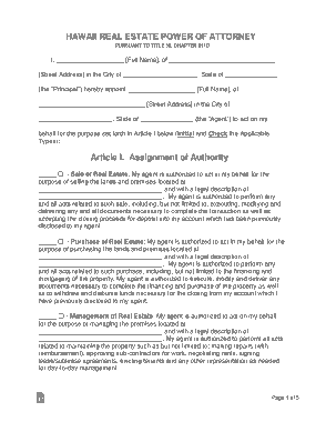 Hawaii Real Estate Power Of Attorney Form Template