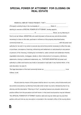 Illinois Real Estate Power Of Attorney Form Template
