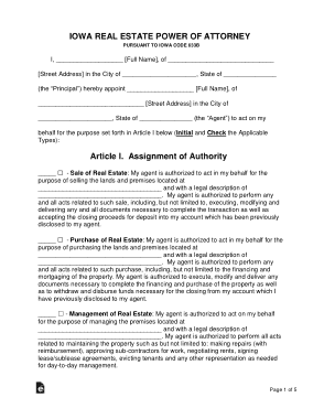 Iowa Real Estate Power Of Attorney Form Template