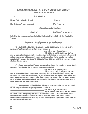 Kansas Real Estate Power Of Attorney Form Template