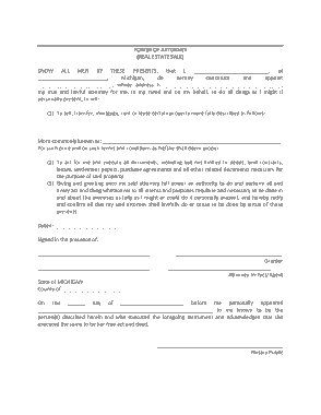 Michigan Real Estate Power Of Attorney Form Template
