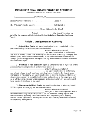 Minnesota Real Estate Power Of Attorney Form Template