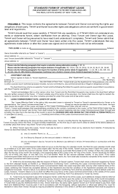 Free Download PDF Books, New York Real Estate Board Residential Lease Agreement Form Template