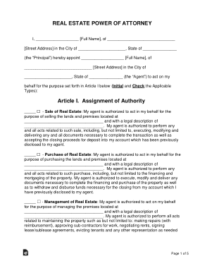 Real Estate Power Of Attorney Form Template