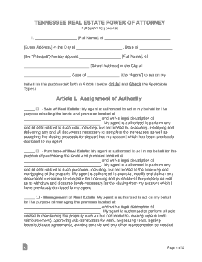 Tennessee Real Estate Power Of Attorney Form Template