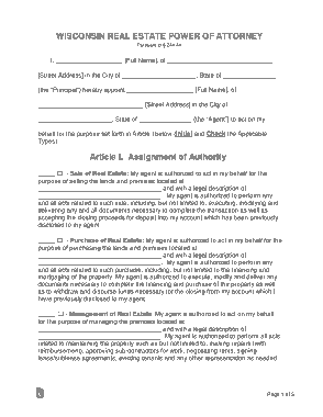 Wisconsin Real Estate Power Of Attorney Form Template