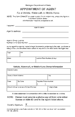 Michigan Motor Vehicle Power Of Attorney Form Template