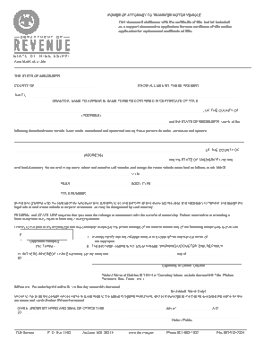 Mississippi Motor Vehicle Power Of Attorney Form Template