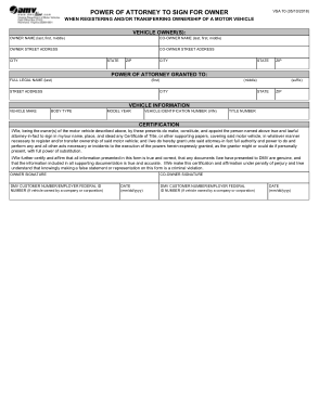 Virginia Motor Vehicle Power Of Attorney Vsa70 Template