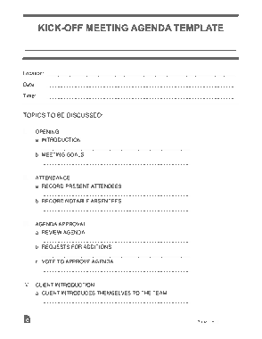Free Download PDF Books, Kick Off Meeting Agenda Form Template