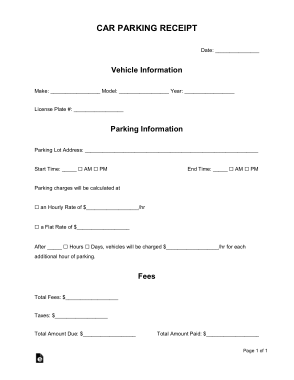 Free Download PDF Books, Car Parking Receipt Form Template
