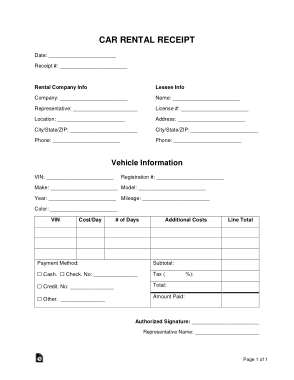 Free Download PDF Books, Car Rental Receipt Form Template