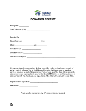 Habitat For Humanity Donation Receipt Form Template