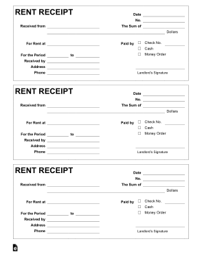 Rent Receipt Form Template