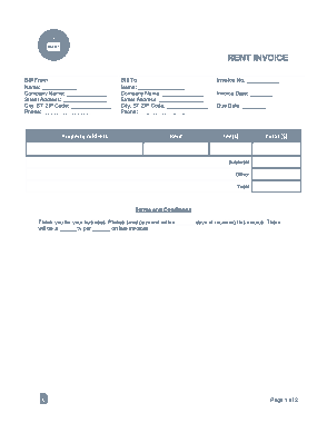 Rent Invoice Form Template