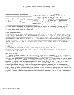 Maryland Room Rental Agreement Form Template