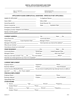 Free Download PDF Books, Maryland Rental Application Form Template