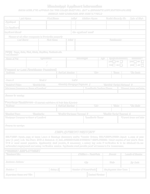 Mississippi Rental Application Form Template