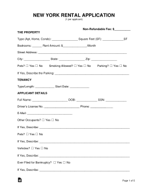 New York Rental Application Form Template
