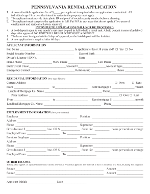 Free Download PDF Books, Pennsylvania Rental Application Form Template