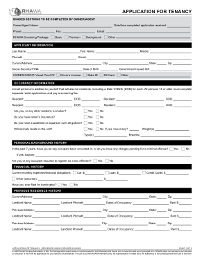 Washington State Rental Application Form